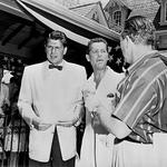 Reagan (far left) taking part in Disneyland's TV debut in July 1955.