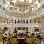 The breathtaking 5 story high atrium lobby is capped with light filtering stained glass domes.